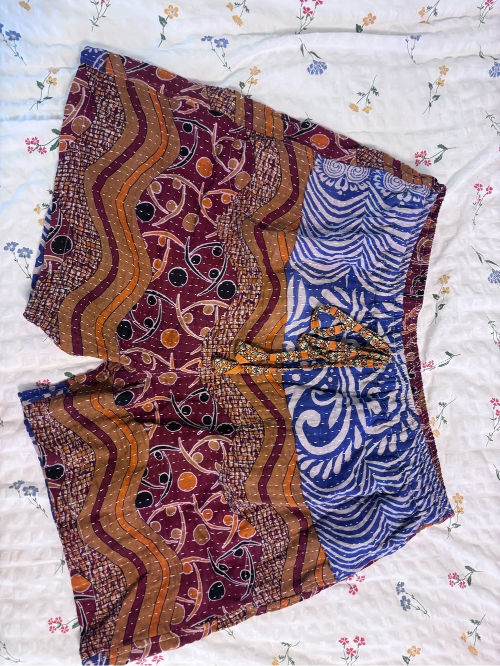 Bohemian Kantha S1OAK One of a Kind Women's Shorts, FreeSize up to 2X